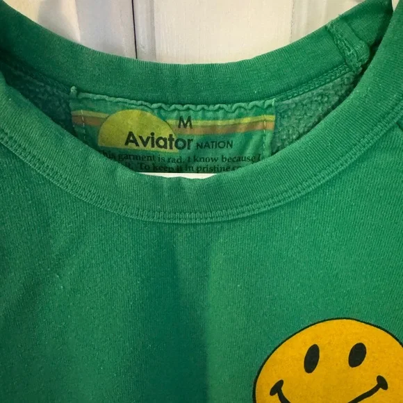 Aviator Nation Green Smile Sweatshirt - Picture 2 of 4